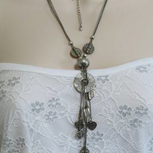 Lia Sofia love joy hop heart tassel charms chain necklace